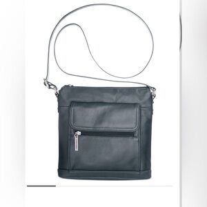 Giani Bernini Nappa Leather Venice Crossbody bag in navy blue.